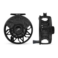 Abel ROVE Reel 4/6 Gloss Black, Underwood Drift And Freshwater Flies Engraving With Ebony Handle(2023 Abel Rove Reel 4 6 Gloss Black Underwood Drift And Freshwater Flies Engraving With Ebony Handle)