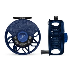 Abel ROVE Reel 4/6 Satin Deep Blue, Underwood Swing And Saltwater Flies Engraving With Ebony Handle(2023 Abel Rove Reel 4 6 Satin Deep Blue Underwood Swing And Saltwater Flies Engraving With Ebony Handle)