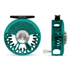 Abel Vaya Reel 5/6 Teal, Platinum Drag Knob, Underwood On The Hunt Engraving With Platinum Handle(2023 Abel Vaya Reel 5 6 Teal Platinum Drag Knob Underwood On The Hunt Engraving With Platinum Handle)