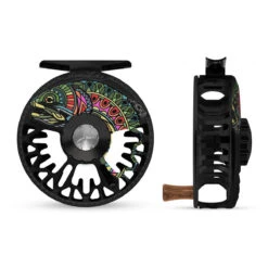 Abel Vaya Reel 5/6 Larko Rainbow Trout, Lark Rainbow Trout Black Drag Knob With Walnut Handle(2023 Abel Vaya Reel 5 6 Larko Rainbow Trout Lark Rainbow Trout Black Drag Knob With Platinum Handle)